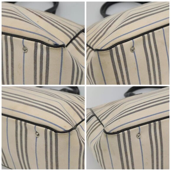 BURBERRY Tote Bag Canvas White Auth - Picture 15 of 16